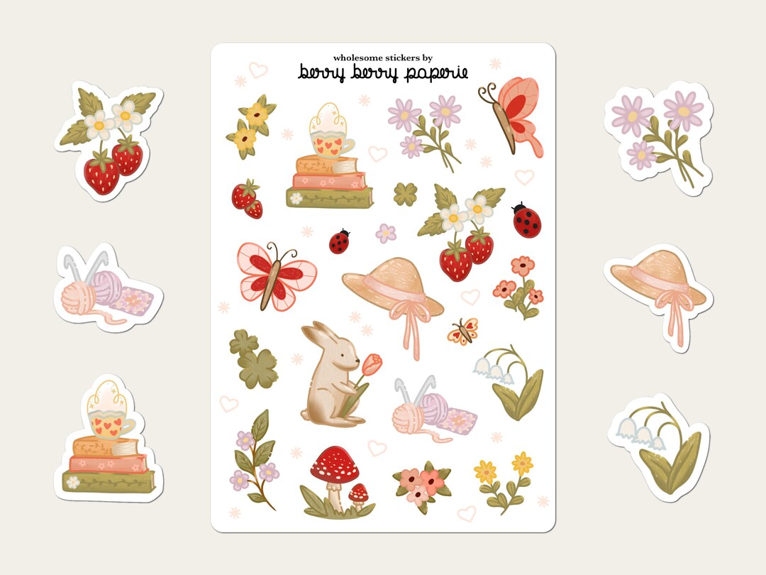 Cottagecore Spring Sticker Sheet - Cottagecore Journal Stickers ...