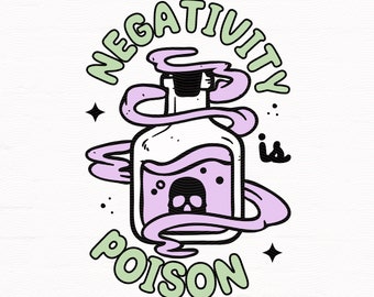 Negativity Is Poison Png Svg Design for Shirts, Totes, Mugs, Stickers, Glass Cups, Positive Vibes Svg, Be Kind To Your Mind Png