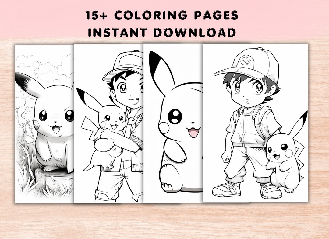 Pika Coloring Pages Pikach Instant Download Etsy