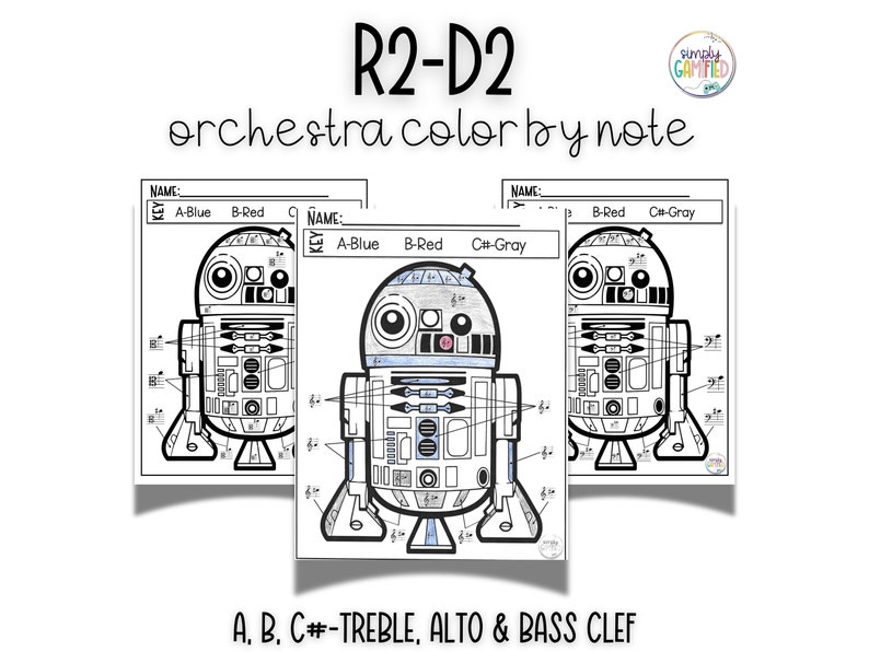 R2-D2 Orchestra Color by Note Print + Go Worksheets - Etsy