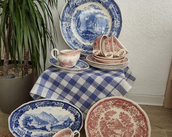 SALDI Burgenland Rosso/Rosa | Blu | con difetti | Villeroy & Boch | Piatto, tazza, piattino, vassoio da portata, lattiera | Fortemente ridotto Saar