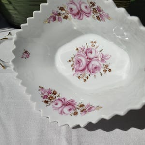 Weimar Porzellan Korbschale | Durchbruchporzellan | Handbemalt Dresden-Stil Blumendekor | Vintage Gitterkorb Thüringen