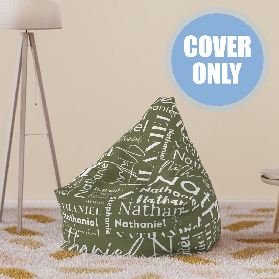 Personalized Name Bean Bag Chair Cover for Kids and Adults