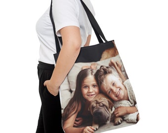 Custom Photo Canvas Tote Bag, Personalize with Loved One's Photo, Personalized Pet Photo Tote Bag, Custom Photo Bags for Women & Girls