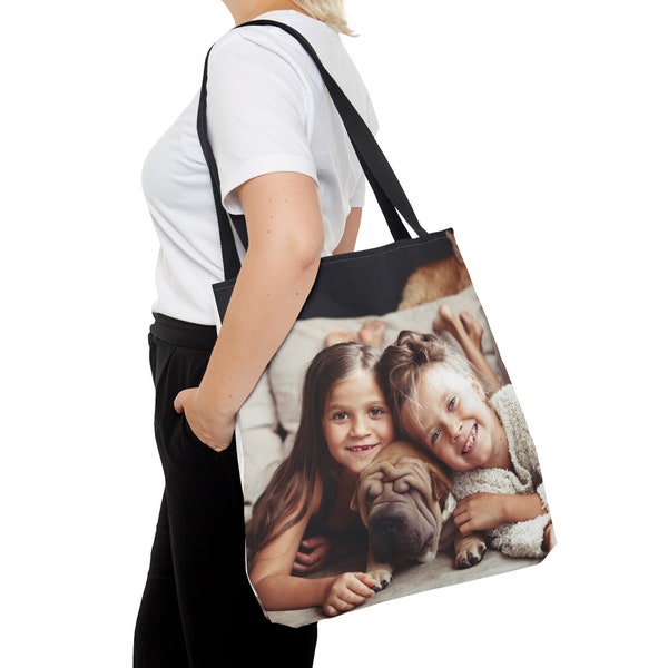 Custom Photo Canvas Tote Bag, Personalize with Loved One's Photo, Personalized Pet Photo Tote Bag, Custom Photo Bags for Women & Girls