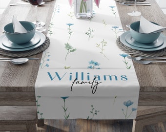 Personalized Floral Table Runner, Elegant Table Runner, Floral Patterned Table Runner, Floral Centerpiece, Floral Gift Idea, Gift for her