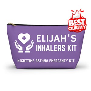 Kit d'inhalateurs d'urgence pour l'asthme nocturne Elijahs pour enfants et adultes pochette médicale personnalisée pour fournitures pour l'asthme, adapté aux voyages