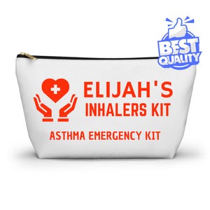 Kit de inhaladores de emergencia para el asma de Elijahs. Bolsa médica personalizada para el alivio del asma. Organizador portátil para inhaladores. Uso en viajes y escuelas.