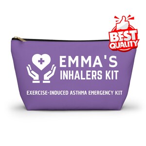 Personalized Inhalers Kit for Emma Asthma Emergency Bag Custom Medical Pouch for Kids Adults School Travel Inhaler Organizer Case