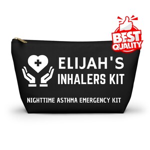 Kit d'inhalateurs d'urgence pour l'asthme nocturne Elijahs pour enfants et adultes pochette médicale personnalisée pour fournitures pour l'asthme, adapté aux voyages