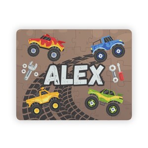 Rompecabezas personalizado para niños, regalo personalizado para niños, rompecabezas de Monster Truck, regalo para niños, fiesta de Monster Truck, regalo de cumpleaños para niño, rompecabezas personalizado
