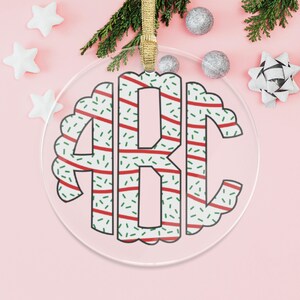 Monogram Christmas Ornament | Custom Ornaments | Christmas Tree Cake Design | Christmas Gift | Ornament for Her | Christmas Ornaments