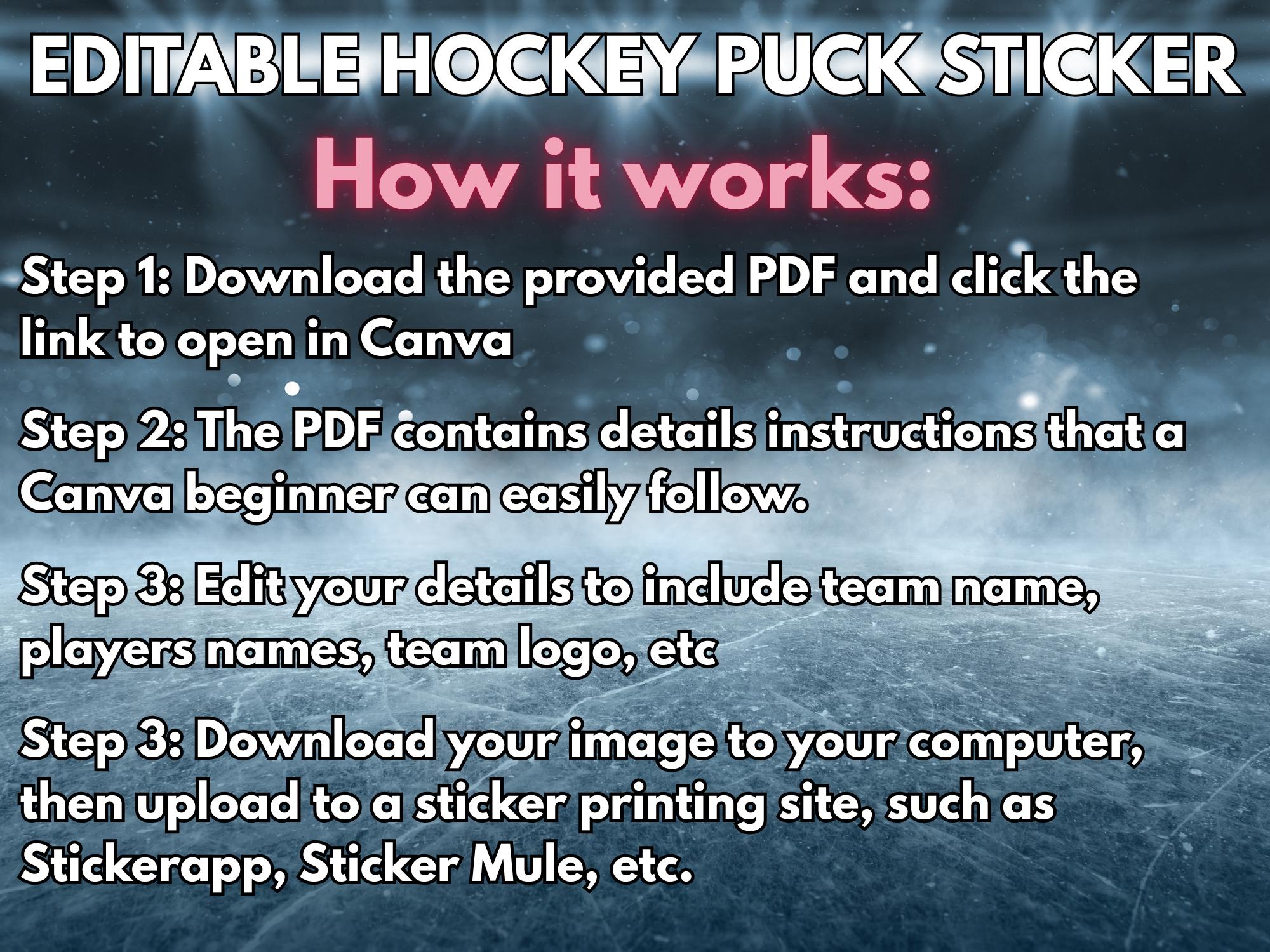 Editable Hockey Puck Sticker Template, Hockey Team Sticker, Custom ...