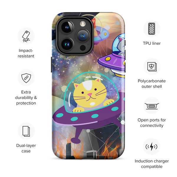 Cats Iphone Case Silly Cats Iphone Case Gift for Cat Lover Space Cats Attack Iphone Case