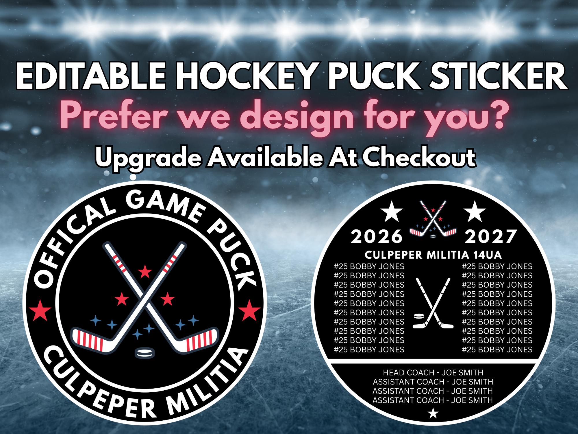 Editable Hockey Puck Sticker Template, Hockey Team Sticker, Custom ...