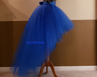 A02 Royal blue High-Low tutu (With Sewn in satin LINING)//Hi - lo tulle skirt  Children to adult Tutu//(33 colors available) Halloween Tutu