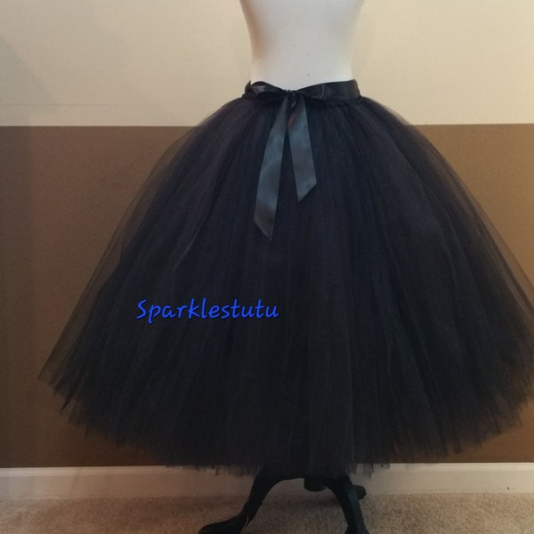 F02 Ankle length Adult tutu/ Black tutu/ Halloween tulle costume, Women's floor length tutu skirt (Children to Adult tulle tutu)