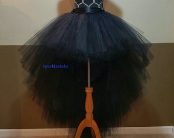 A01 Black High-Low tutu (With Sewn in satin LINING)//Hi - lo tulle skirt  Children to adult Tutu//(33 colors available)