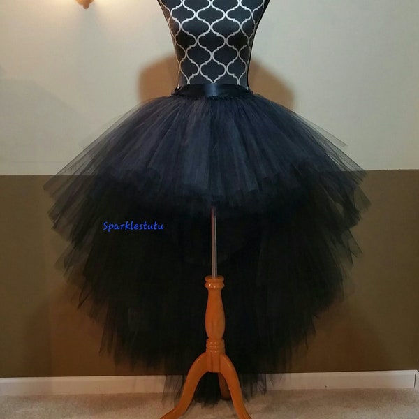 Tutu noir taille haute A01 (avec doublure en satin cousue)//Jupe haute en tulle tutu enfant à adulte//(33 couleurs disponibles)