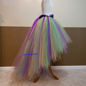 C02 Mardi Gras High-Low tutu (With Sewn in satin LINING)//Mix color Hi - lo tulle skirt//(33 colors available) Mardi Gras Tutu skirt