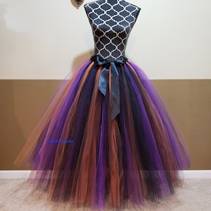 F08 Witch tutu/ Full length Witch tutu/ Witch tulle costume/ Halloween tulle costume, Women's floor length tutu skirt