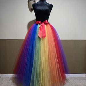 F20 Full length Adult tutu/ LGBT tutu/ Halloween tulle costume/ Rainbow tutu skirt/ Women&#39;s LEBT skirt