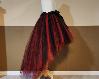 B15 Red & black High-Low tutu (With Sewn in satin LINING)//(33 colors available) Halloween witch Tutu