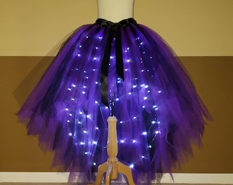 G04 Black & Purple High-Low LED tutu (With Sewn in satin LINING)//(33 colors available) Witch LED Tutu