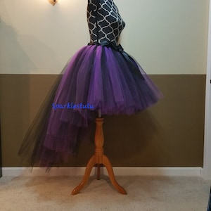 B02 Black & Purple High-Low tutu/Hi - lo tulle skirt// Witch skirt//(33 colors available) Halloween Tutu