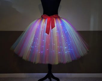 Tutù LED al neon K44/Tutù luminoso arcobaleno/Costume in tulle per Halloween/Tutù luminoso per Halloween (tutù in tulle per bambini e adulti)