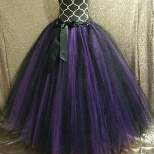 F09 Witch tutu/ Witch costume/ Halloween tulle costume, Women's floor length tutu skirt (Halloween tulle tutu)