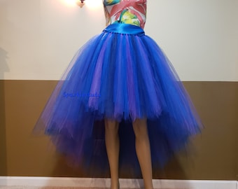 C07 Galaxy High-Low tutu (With Sewn in satin LINING)//Mix color Hi - lo tulle skirt//(33 colors available) Galaxy party costume skirt
