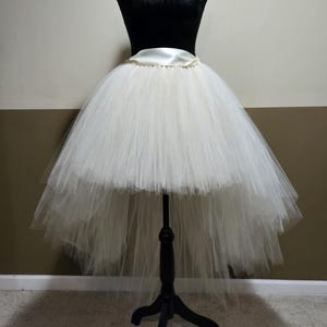 A17 Ivory& Beige High-Low tutu (With Sewn in satin LINING)/Hi - lo tulle skirt/Children to adult Tutu/(33 colors available) Wedding Tutu