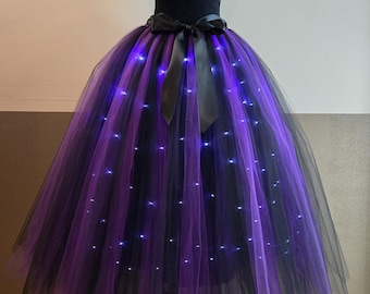 K51 Black &Purple LED tutu/ Witch light up tutu/  Halloween tulle costume/ Light up Halloween tutu/ Witch