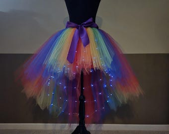G12 Rainbow High-Low LED tutu /LGBT LED skirt/ Carninal Light up tutu costume/ Rainbow light up tutu