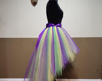 C12 Mardi Gras High-Low Tutu (paarsgroen en geel)//(33 kleuren beschikbaar) Mardi Gras-rok