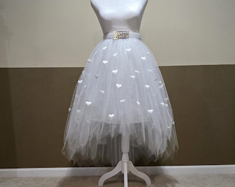 A31 Madonna Like a Virgin custom White High-Low tutu with hearts/ 80's party custom/ Boy toy belt