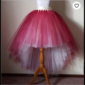 D03 Wine over Ivory/ High-Low tutu (With Sewn in satin LINING)// Hi - lo tulle skirt//(33 colors available)