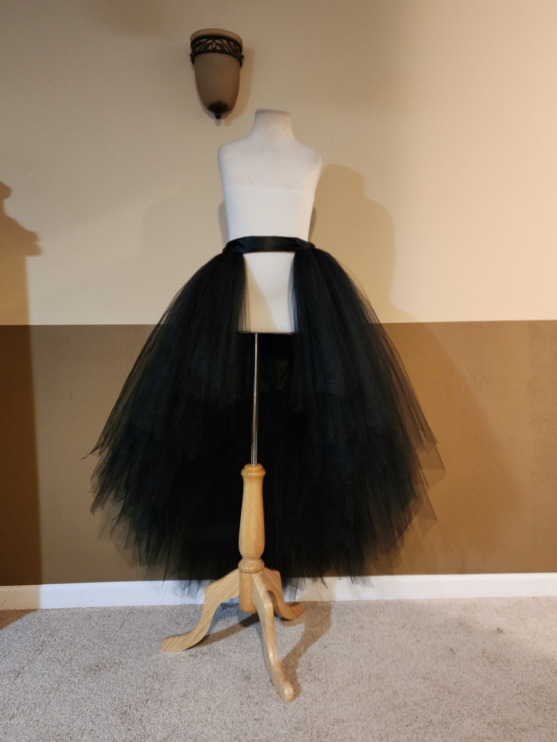 E02 Black hi lo open tutu/ High-Low style front open tutu (With Sewn in tulle LINING)// Open skirt//(33 colors available)