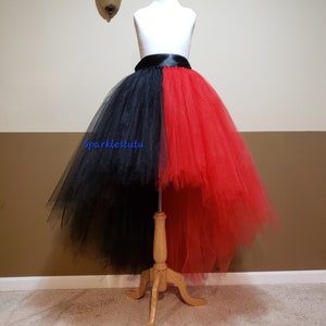B11 Black & Red Queen of Hearts High low tutu(With Sewn in satin LINING)//Evil Queen tulle skirt