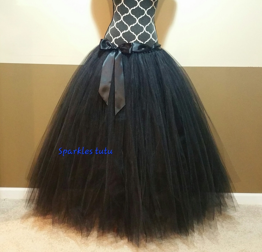 F01 Full Length Adult Tutu/ Black Tutu/ Halloween Tulle Costume, Women