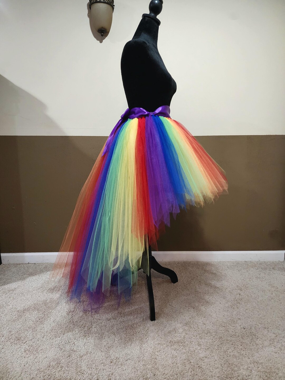 Tutú arcoíris alto-bajo C14 // Falda de tul LGBT // Tutú LGBT alto