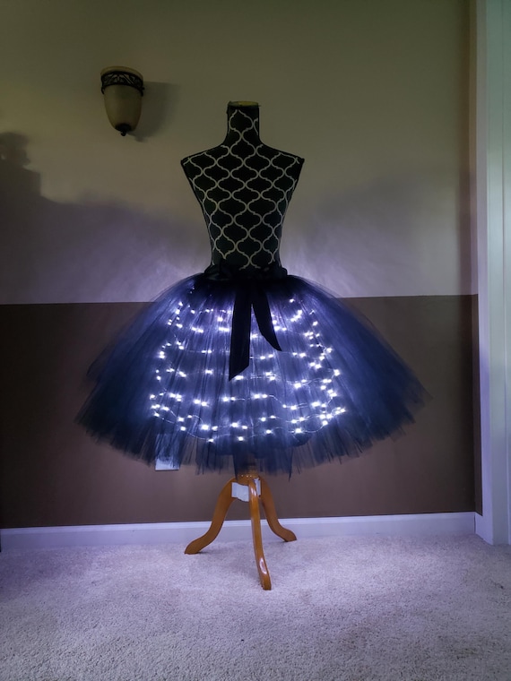 Gonna Tulle LED Nera - Illuminante Per Feste E Halloween - Foto 7