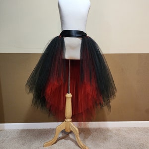 E03 Black over Red hi lo open tutu/ High-Low tutu (With Sewn in tulle LINING)// Open skirt//(33 colors available)