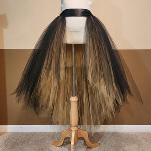 E01 Black over Gold hi lo open tutu/ High-Low tutu (With Sewn in tulle LINING)// Open skirt//(33 colors available)