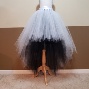 D01 White over Black High-Low tutu (With Sewn in satin LINING)// Hi - lo tulle skirt//(33 colors available) Mardi Gras Tutu skirt