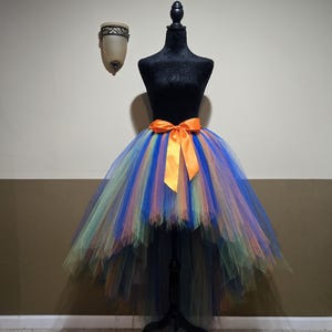 C17 Orange green royal High-Low tutu //Mix color Hi - lo tulle skirt//(33 colors available) Halloween Tulle skirt