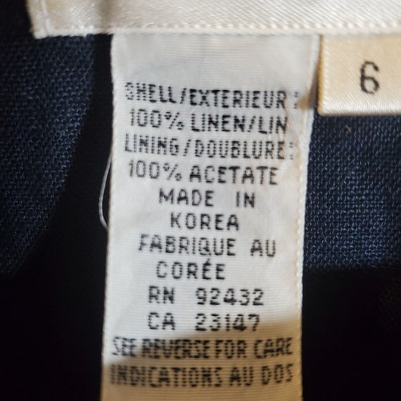 Vintage Talbots 100% Linen A Line Dress Navy with… - image 5