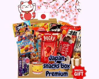 Japansk snackslåda med 22 artiklar, Ramen, japansk godismysteriepresent, japanska animegodisar