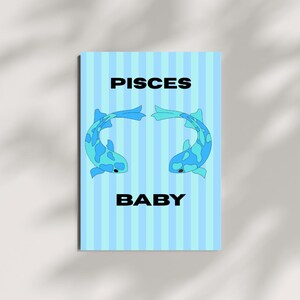Pisces Baby Wall Art Printable – Zodiac bedroom Decor – Pisces Astrology Sign Digital Download –  Horoscope Poster – Boho Star Sign Print